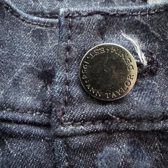 Ann Taylor Jeans Womens 12 Blue Modern Leopard Print Stretch Skinny Denim Pants - Picture 9 of 12